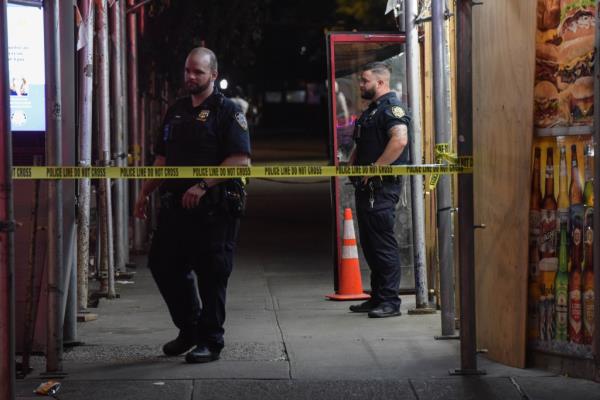 Cops at the crime scene on Amsterdam Avenue 