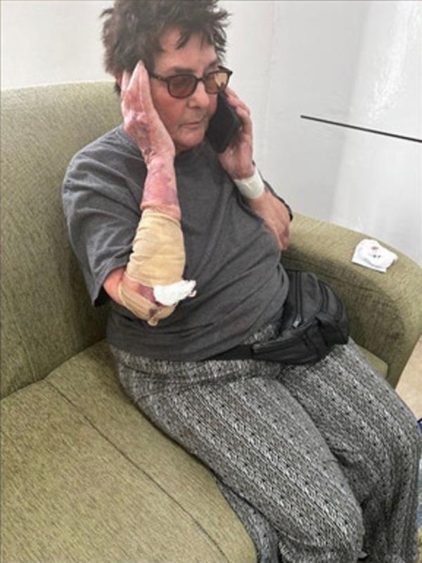 Julie Lenkoff, 80, is pictured after she got out of the hospital in S?o Tomé.