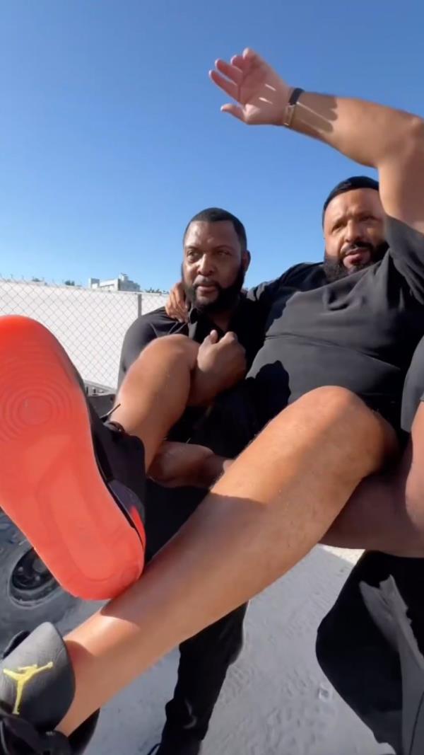DJ Khaled slammed for making bodyguards carry him so that he doesn't 'mess up' his sneakers