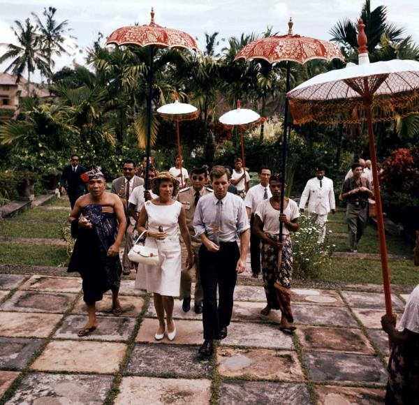 Robert F. Kennedy and his wife Ethel visit a temple in Bali, Indo<em></em>nesia in 1962. 