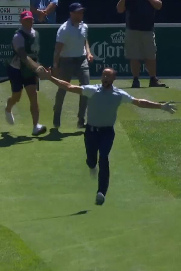 Warriors star Stephen Curry sank a hole-in-one at the American Century Champio<em></em>nship on Saturday.
