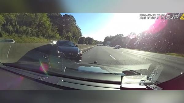 bodycam footage of car cornered by police vehicle