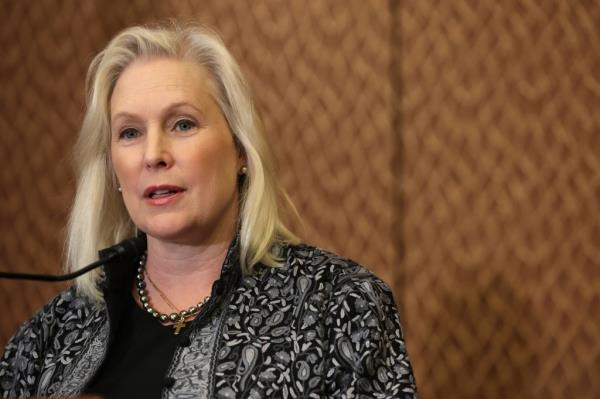 Sen. Kirsten Gillibrand (D-NY) speaks during a news co<em></em>nference on the Family and Medical Leave Act at the U.S. Capitol on February 1, 2023 in Washington, DC.