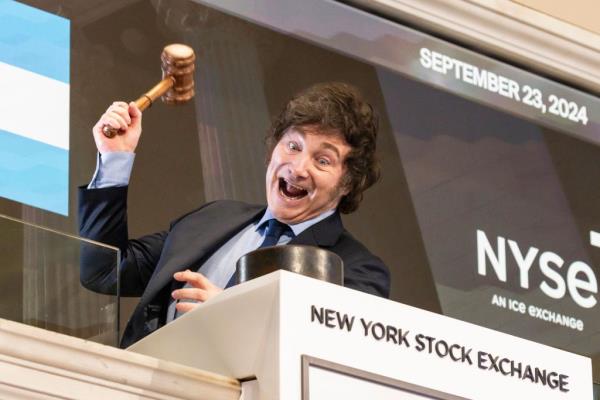 Argentina President Javier Milei rang the opening bell  New York Stock Exchange on Monday.