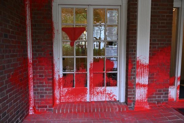 red triangle painted on door