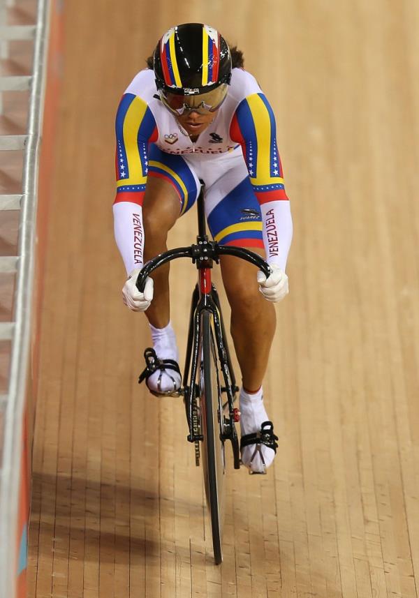 Daniela Larreal Chirinos of Venezuela competes during the Women's Sprint Track Cycling Qualifying on Day 9 of the Lo<em></em>ndon 2012 Olympic Games.