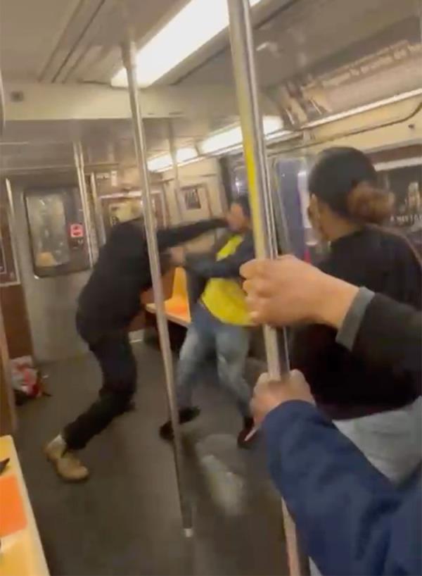 A screengrab from the footage of the fight.