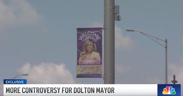 The banners were along a road in the village of Dolton. 