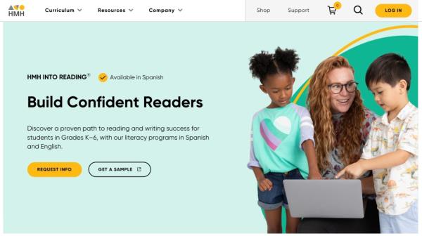 A webpage from Houghton Mifflin Harcourt, the publisher of the curriculum Into Reading.