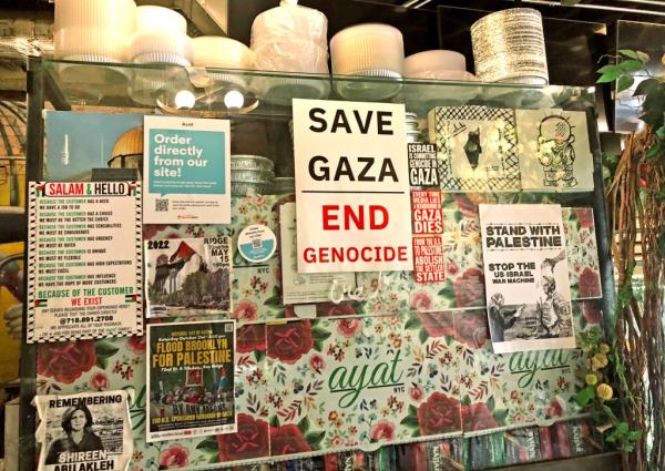 The Middle Eastern restaurant supports the people in Gaza as the war with Israel rages on.