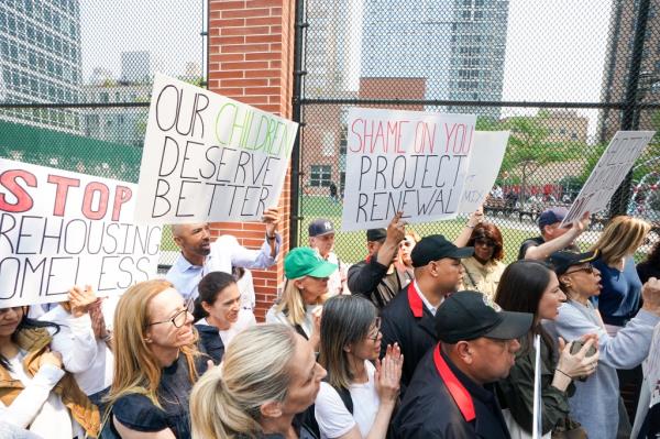 Protest against the shelter on the Upper West Side. 