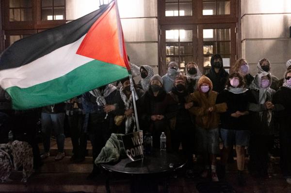 Protesters on campus at Columbia