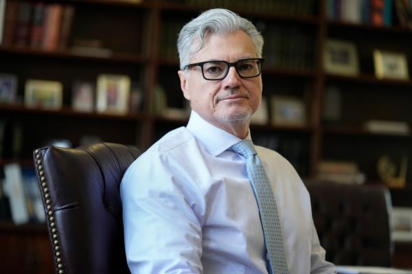 Judge Juan M. Merchan poses in his chambers in New York, March 14, 2024. On Friday, May 24, 2024.