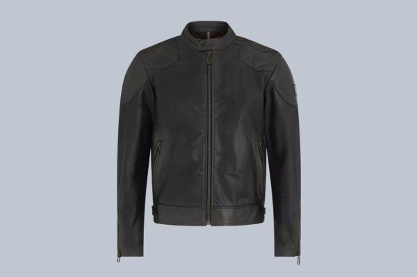 Tom Hopper wearing a black leather jacket with zippers