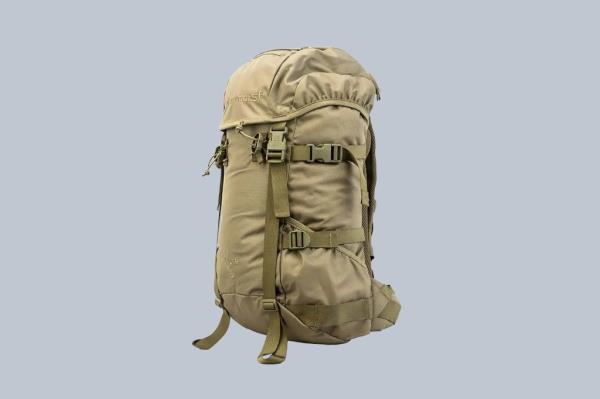 A green backpack with straps