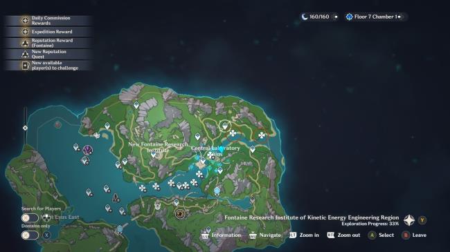 Genshin Impact map showing two clover symbols circled in orange. The circled locations indicate romaritime flowers on land. They are close to two different waypoints, and near the Central Laboratory Ruins.
