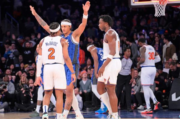 Paolo Banchero reacts after the Magic defeated the Knicks on Mo<em></em>nday at the Garden.