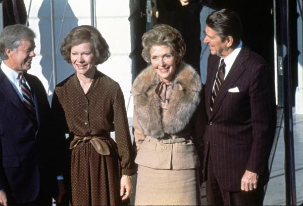 The Carters hosting the Reagans at the White House on Nov. 20, 1980.