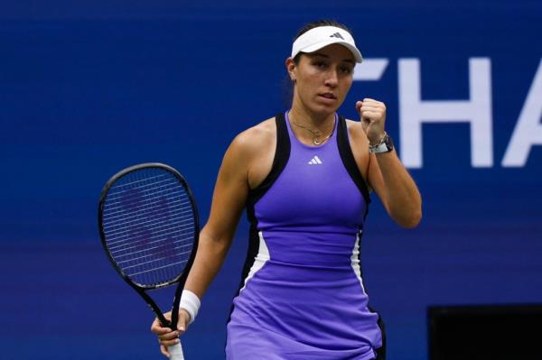 Jessica Pegula celebrates match point over Spain's Jessica Bouzas Maneiro during their women's singles third round match on day six of the US Open tennis tournament at the USTA Billie Jean King Natio<em></em>nal Tennis Center in New York City, on August 31, 2024.