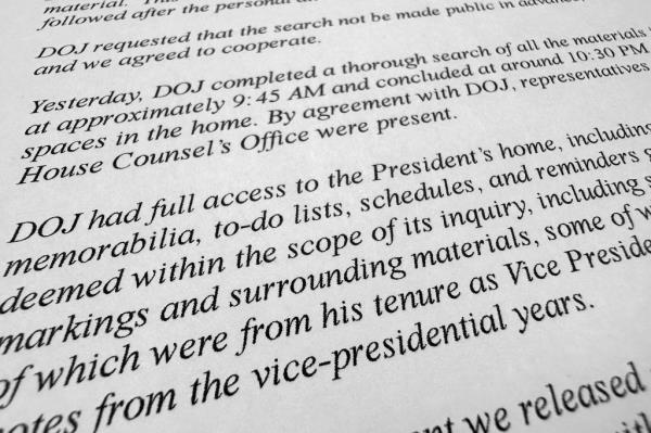 A statement by President Joe Biden's perso<em></em>nal attorney Bob Bauer is pictured from Jan. 21, 2023.</p>
<p>