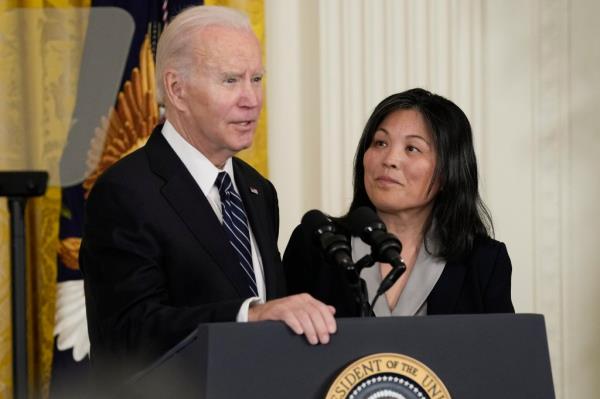 President Biden with Acting Labor Secretary Julie Su in March.