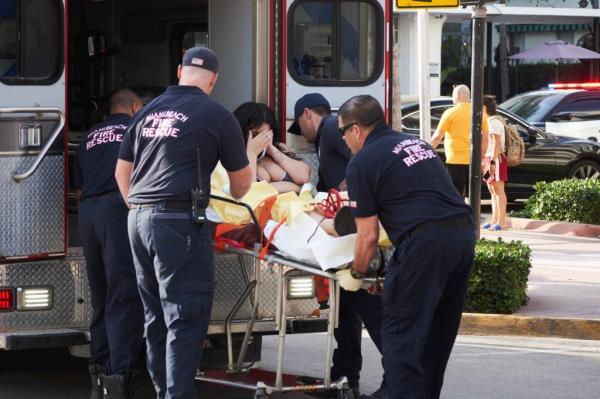 Spring Breaker in an ambulance on Ocean Drive, Miami Beach.