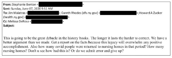 Email from Stephanie Benton to other NY health officials