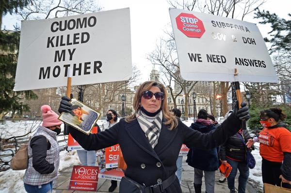 NY Assembly member Ron Kim is joined by other elected officials and family members of nursing home seniors who have died from the Covid-19 virus in attacking NY Governor Andrew Cuomo for his handling of the pandemic.