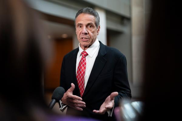 Former Gov. Andrew Cuomo (D-NY) speaks to reporters following a closed-door interview with the House Oversight and Accountability Subcommittee on Coro<em></em>navirus Pandemic on Capitol Hill, on June 11, 2024 in Washington, DC.