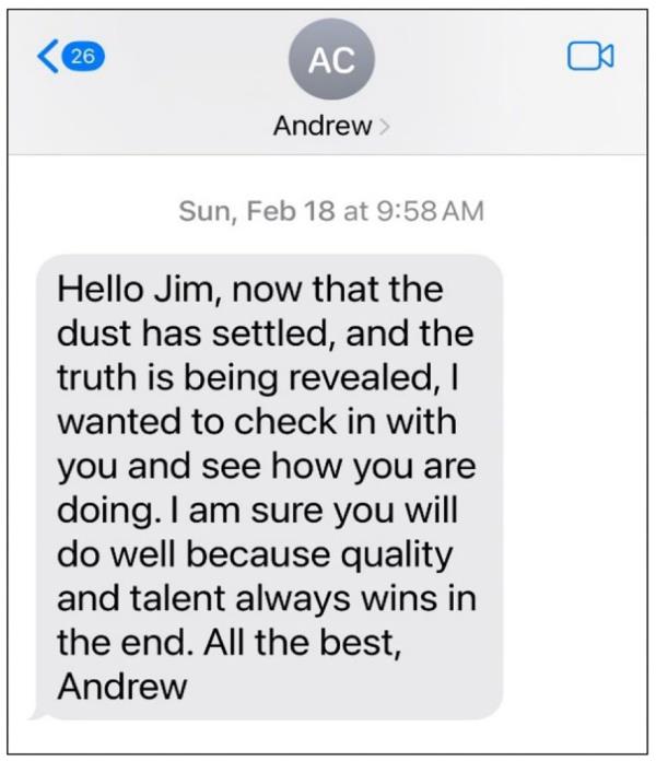 Text message from House COVID subcommittee investigation