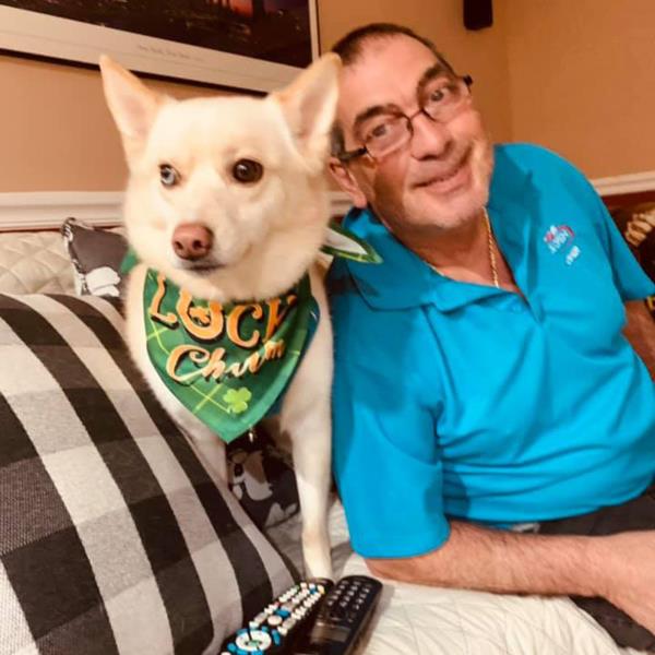 Al Murena, with Arya, who he stays with all day. He said she didn't even bark when she was shot