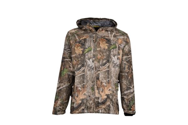 A camouflage jacket with a hood