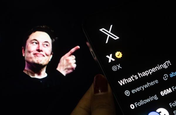 Elon Musk and X logo