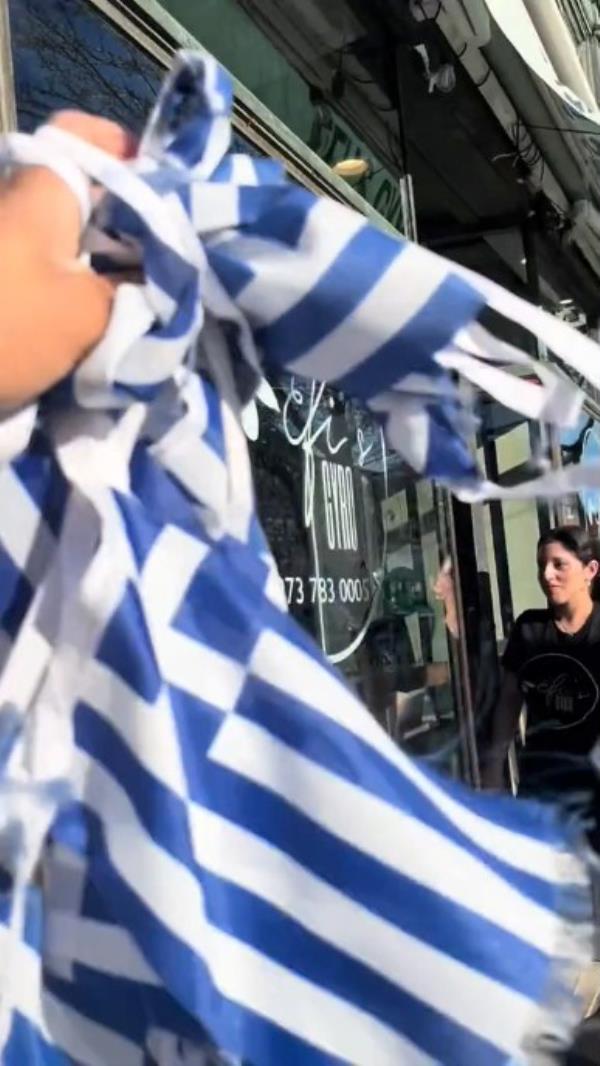 TikTokker tears down Greek flags, thinks they're Israeli
