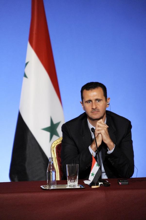 A photo of now exiled President of Syria, Bashar al-Assad.