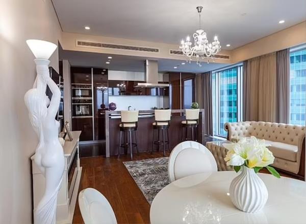 Picture shows the inside of an apartment in Moscow's City of Capitals complex, wher<em></em>e members of Assad's family reportedly own property.