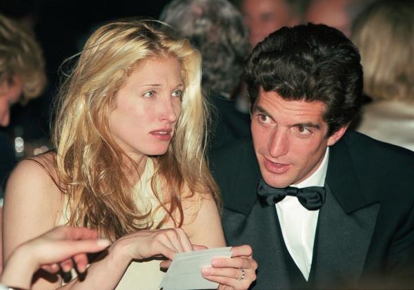 Carolyn Bessette-Kennedy and John F. Kennedy Jr. attending the Cartier Tank watch presentation in Geneva, 1996