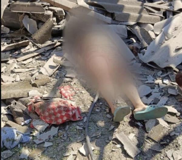 pictured is the blurred image of one victim of the Sunday bombing in Kherson region