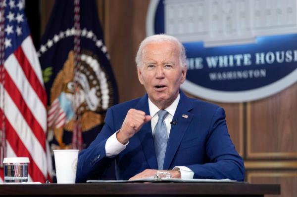 President Joe Biden speaks in the South Court Auditorium on the White House complex in Washington, Tuesday, Sept. 3, 2024, to kickoff the Investing in America event.