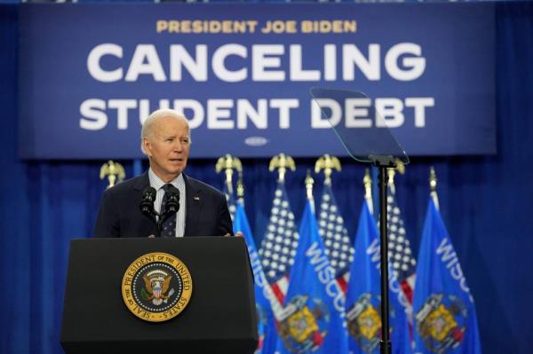 President Joe Biden speaks April 8 at Madison Area Technical College in Madison. During the appearance, Biden announced a new student loan forgiveness program. Student loan relief is a top issue for younger voters.