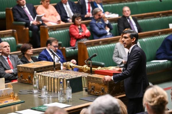 ONE EDITORIAL USE ONLY. NO SALES. NO ARCHIVING. NO ALTERING OR MANIPULATING. NO USE ON SOCIAL MEDIA UNLESS AGREED BY HOC PHOTOGRAPHY SERVICE. MANDATORY CREDIT: UK Parliament/Andy Bailey Handout photo issued by UK Parliament of Prime Minister Rishi Sunak making a statement to MPs in the House of Commons, London, on the Nato Summit in Vilnius, Lithuania. Issue date: Thursday July 13, 2023. PA Photo. See PA story POLITICS Nato. Photo credit should read: UK Parliament/Andy Bailey/PA Wire NOTE TO EDITORS: This handout photo may o<em></em>nly be used in for editorial reporting purposes for the co<em></em>ntemporaneous illustration of events, things or the people in the image or facts mentio<em></em>ned in the caption. Reuse of the picture may require further permission from the copyright holder.