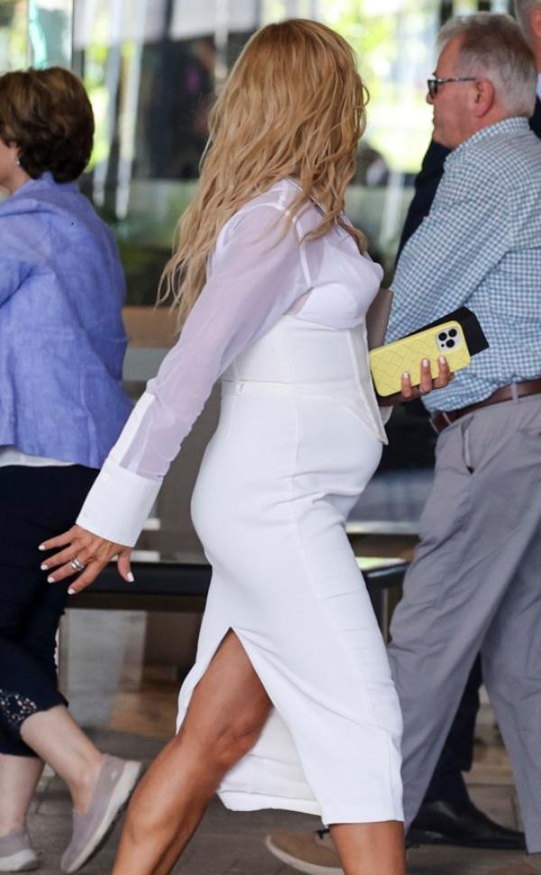 Gold Logie winner So<em></em>nia Kruger spotted leaving the MediaWeek 100 Power Lunch with fellow Seven star, Natalie Barr and Seven bosses James Warburton, Managing Director and Chief Executive Officer at Seven West Media and CFO Jeff Howard. Sonia, 58, was spotted leaving the event at Crown Sydney, looking stylish in an all white ensemble with see-through stilettos. 