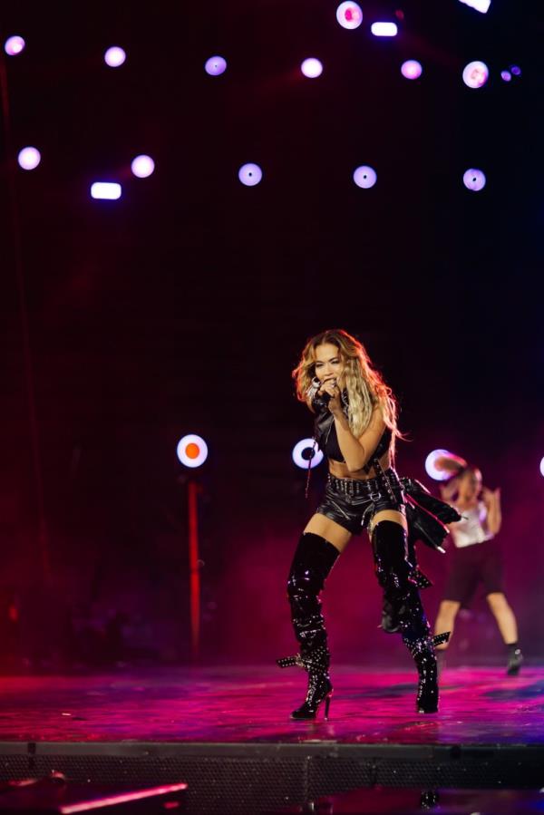 Rita Ora make her appearance fashio<em></em>nable as wearing two different outfit at RTL HITS award show in the old roman Verona arena to perform some song of her new album 