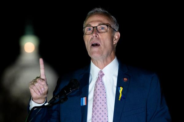 Jared Huffman, D-Calif., speaks at the Peoples State of the Unio<em></em>n Watch Party outside the U.S. Capitol calling for action on the Build Back Better Act before the start of President Joe Bidens first State of the Unio<em></em>n Address on Tuesday, March 1, 2022. 