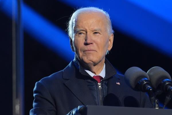 President Joe Biden speaks during a ceremony lighting the Natio<em></em>nal Christmas Tree on the Ellipse near the White House in Washington, Thursday, Dec. 5, 2024. 