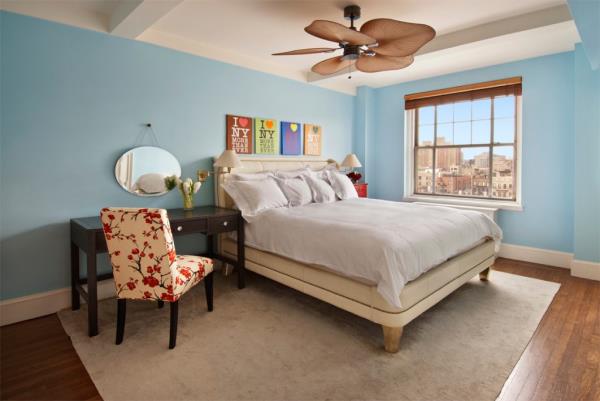 The bedroom, which looks out to a nice city view.