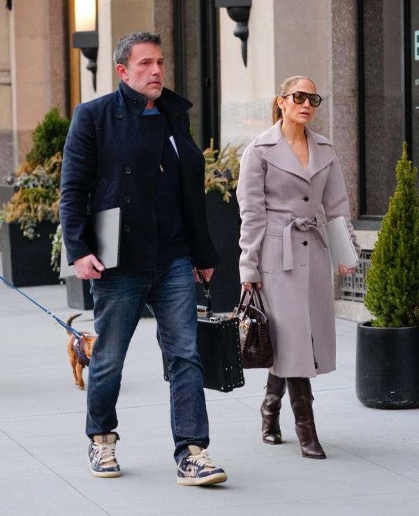 Ben Affleck and Jennifer Lopez are seen on March 29, 2024 in New York City.