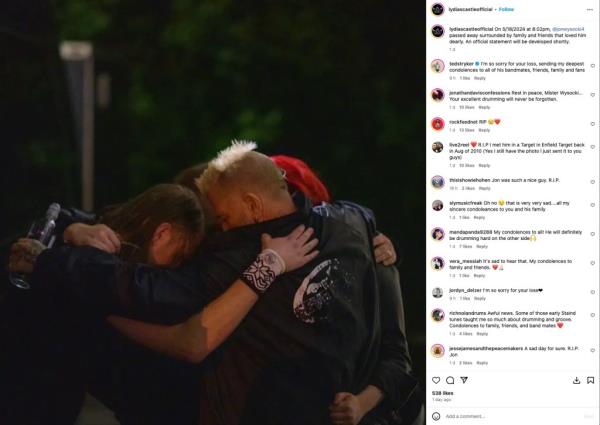 Jon Wysocki's band Lydia's Castle announced his death at age 53 on May 18.