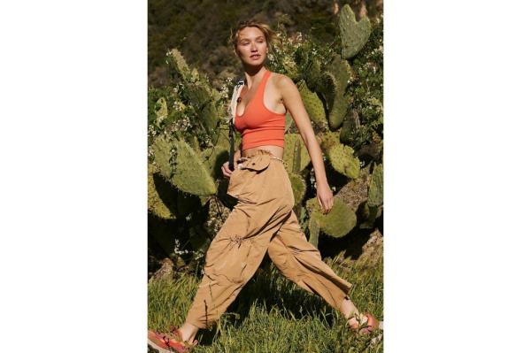 A woman in cargo pants 