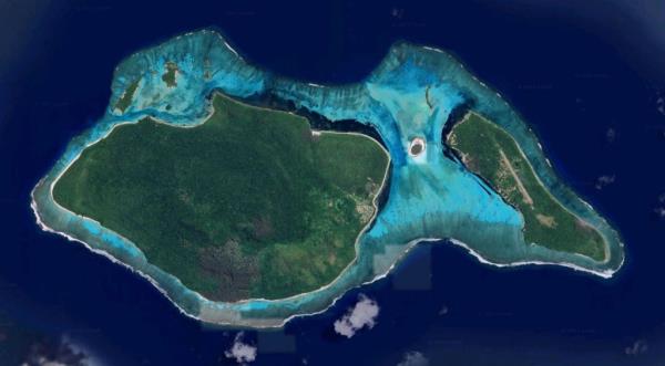 A satellite view of Kaibu Island.